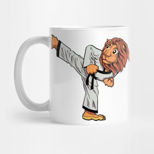 Cartoon lion doing hapkido Mug